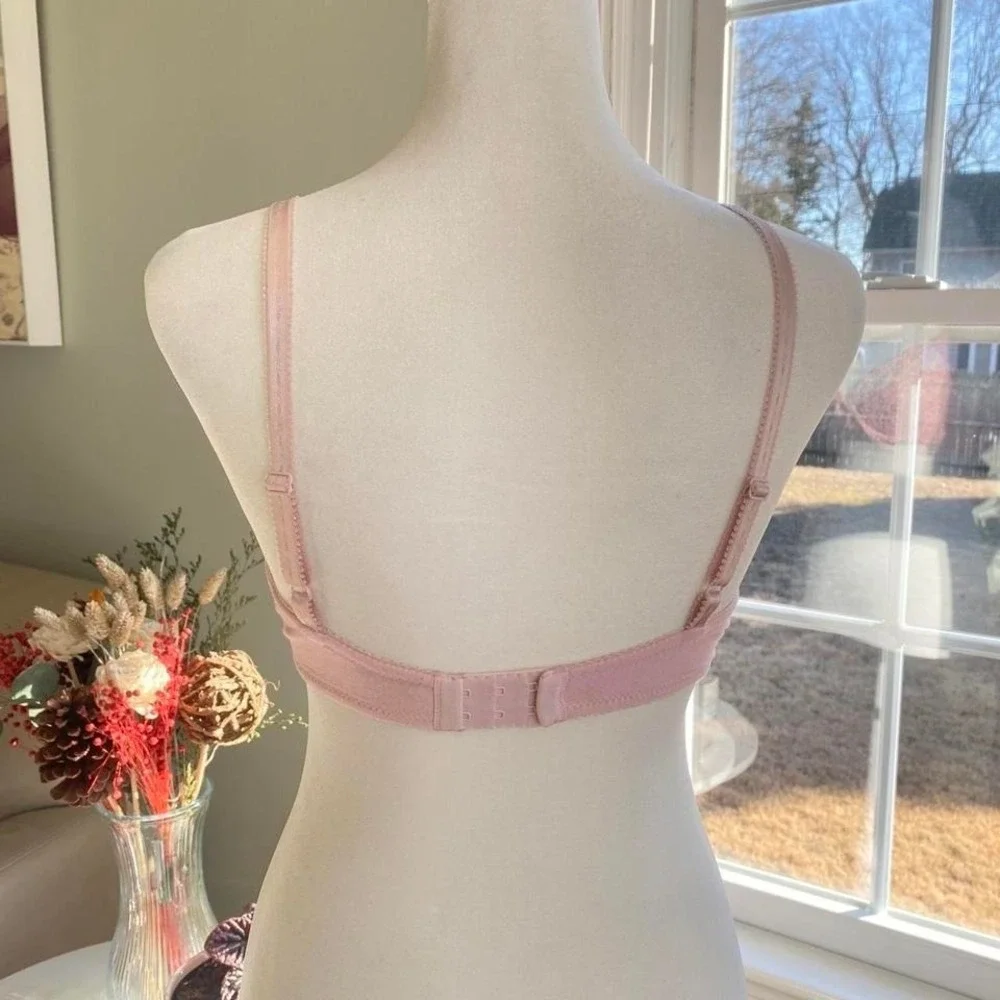 Felina Balconette Bra Size 34B Bubblegum Pink Embroidered‎ Underwire Fairy
